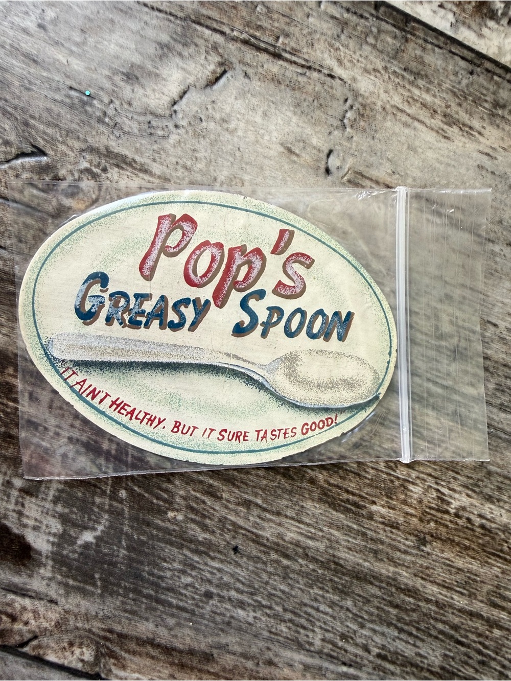 2 for $15 sale: Pop's Greasy Spoon "Ain't Healthy, But Sure Tastes Good" magnet